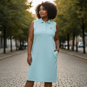 Lacoste Sleeveless Polo Dress Mint Green Cotton Pique Tennis Shift Dress